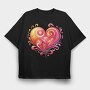 Floral Heart Sublimation, Tricou Oversize Barbati (Unisex)