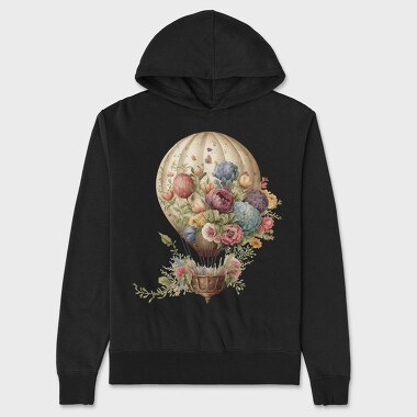 Floral Hot Balloon, Hanorac Oversize Barbati (Unisex)