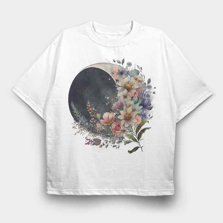Floral Night Moonlight, Tricou Oversize Barbati (Unisex)