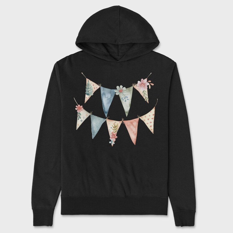 Flower Bunting Flags, Hanorac Oversize Barbati (Unisex)