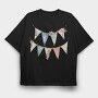 Flower Bunting Flags, Tricou Oversize Barbati (Unisex)