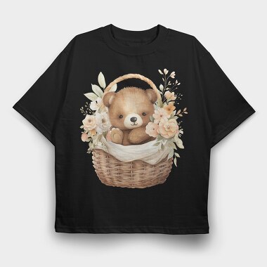 Flower Cradle Bear, Tricou Oversize Barbati (Unisex)