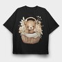 Flower Cradle Bear, Tricou Oversize Barbati (Unisex)