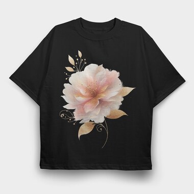Flower Glow Goldy, Tricou Oversize Barbati (Unisex)
