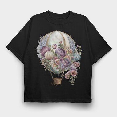 Flower Hot Balloon, Tricou Oversize Barbati (Unisex)