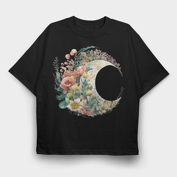 Flower Moon Circle, Tricou Oversize Barbati (Unisex)