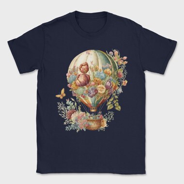 Flower Vintage Balloon, Tricou Barbati (Unisex)