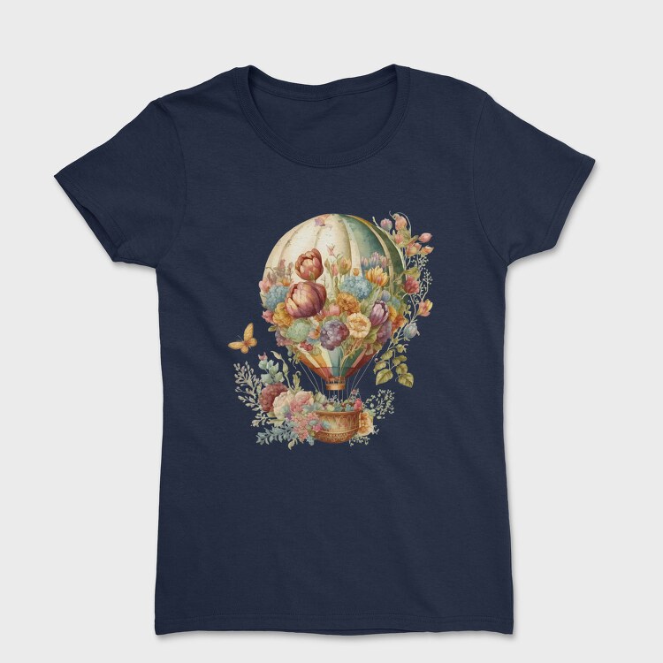 Flower Vintage Balloon, Tricou Femei