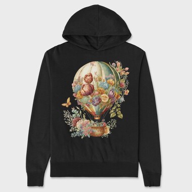 Flower Vintage Balloon, Hanorac Oversize Barbati (Unisex)