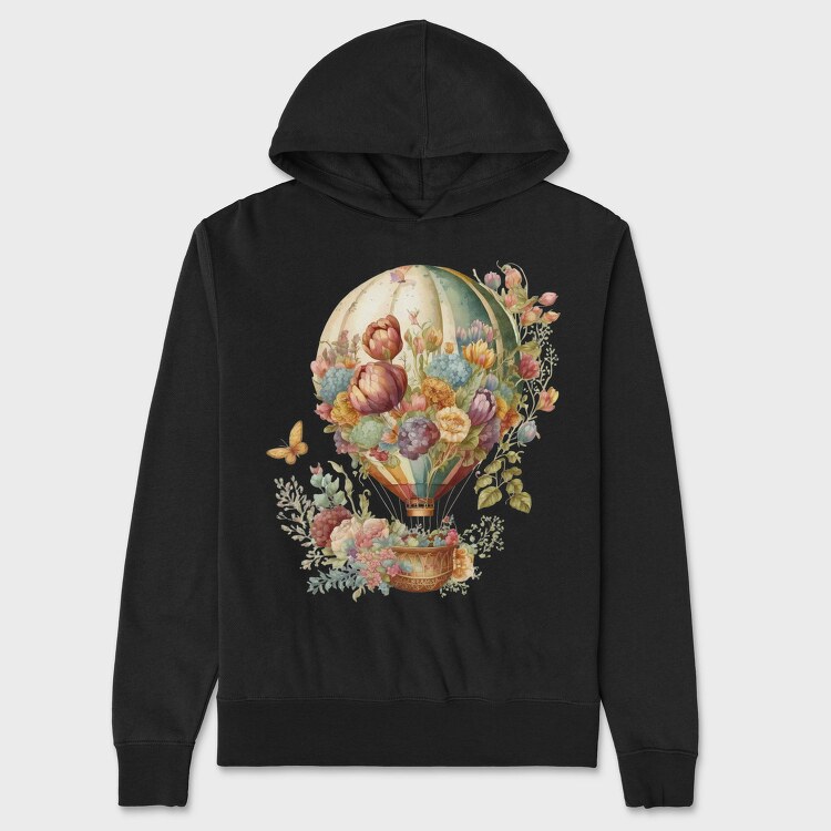 Flower Vintage Balloon, Hanorac Oversize Barbati (Unisex)