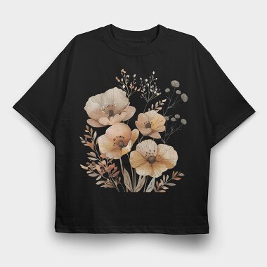 Flowers Blossom Brown, Tricou Oversize Barbati (Unisex)