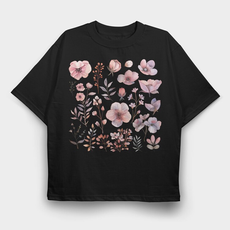 Flowers Blossoms Buds, Tricou Oversize Barbati (Unisex)