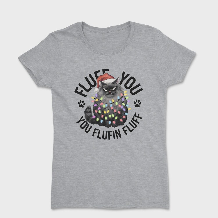 Fluffy Christmas Cat, Tricou Femei