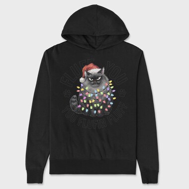 Fluffy Christmas Cat, Hanorac Oversize Barbati (Unisex)