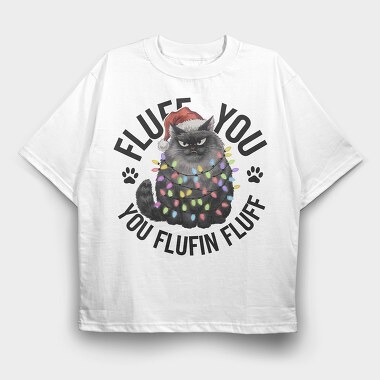 Fluffy Christmas Cat, Tricou Oversize Barbati (Unisex)
