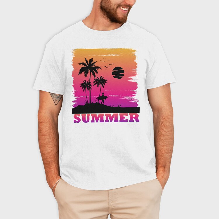 Sunset Surfer Vibes, Tricou Barbati (Unisex)
