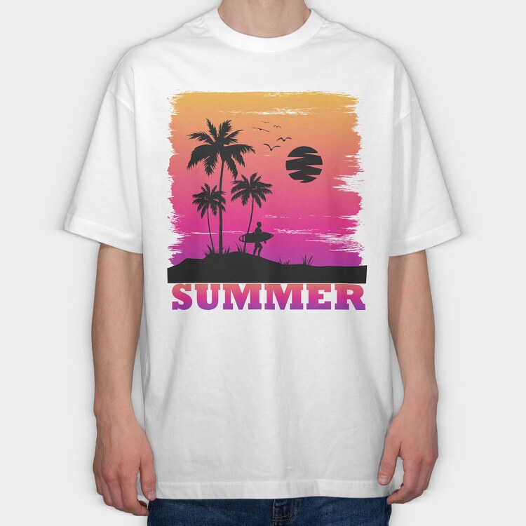Sunset Surfer Vibes, Tricou Oversize Barbati (Unisex)