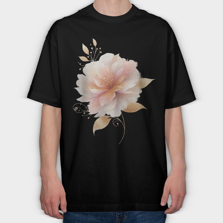 Flower Glow Goldy, Tricou Oversize Barbati (Unisex)