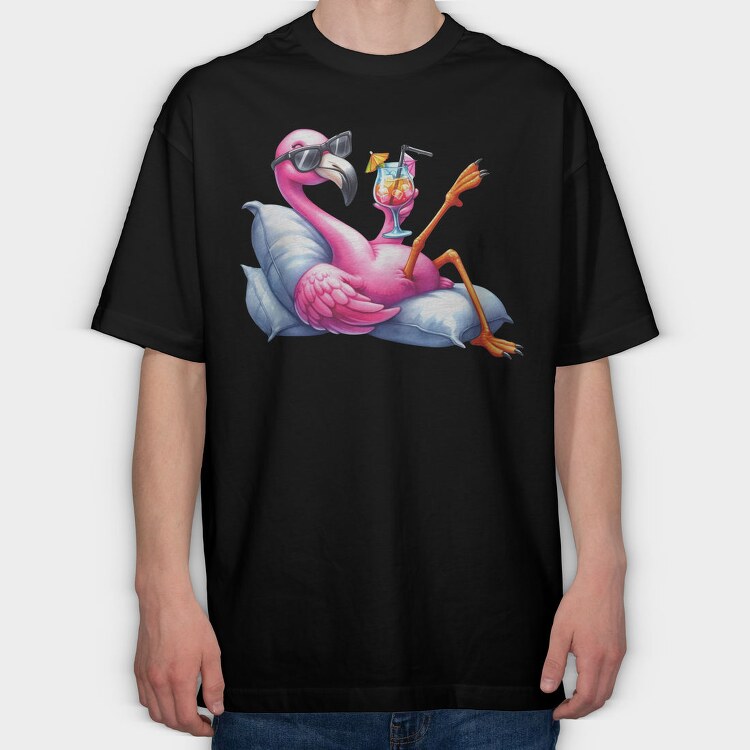 Flamingo Drink Cooler, Tricou Oversize Barbati (Unisex)