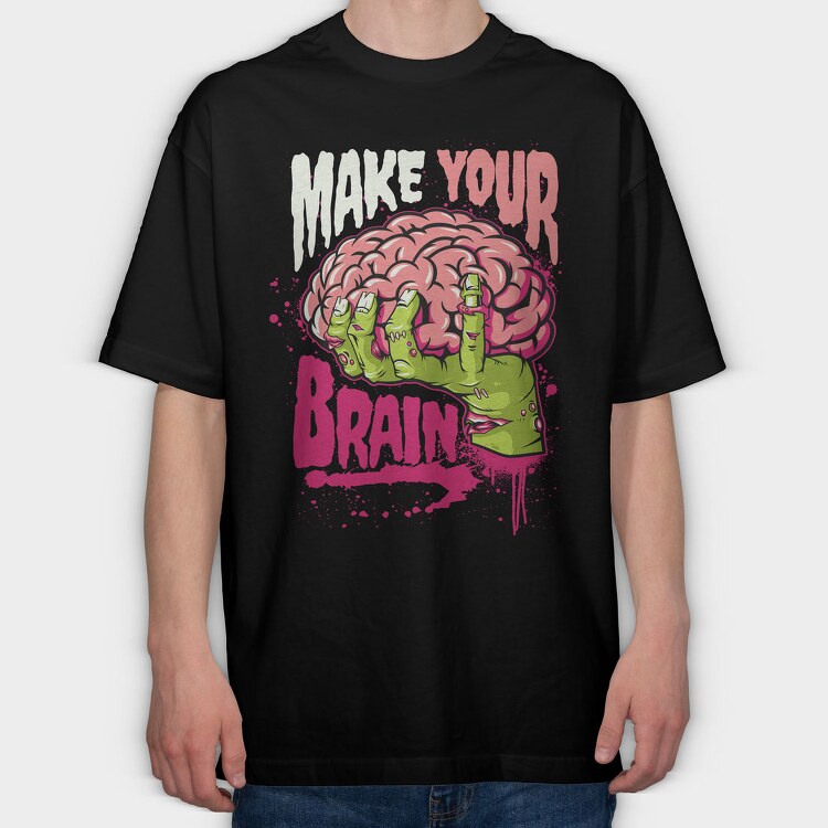 Zombie Brain Grab, Tricou Oversize Barbati (Unisex)
