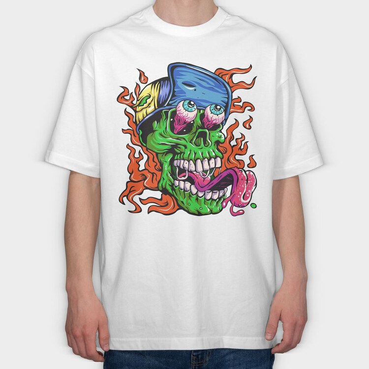 Zombie Fire Eyes, Tricou Oversize Barbati (Unisex)