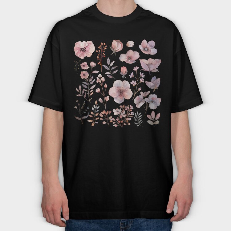 Flowers Blossoms Buds, Tricou Oversize Barbati (Unisex)