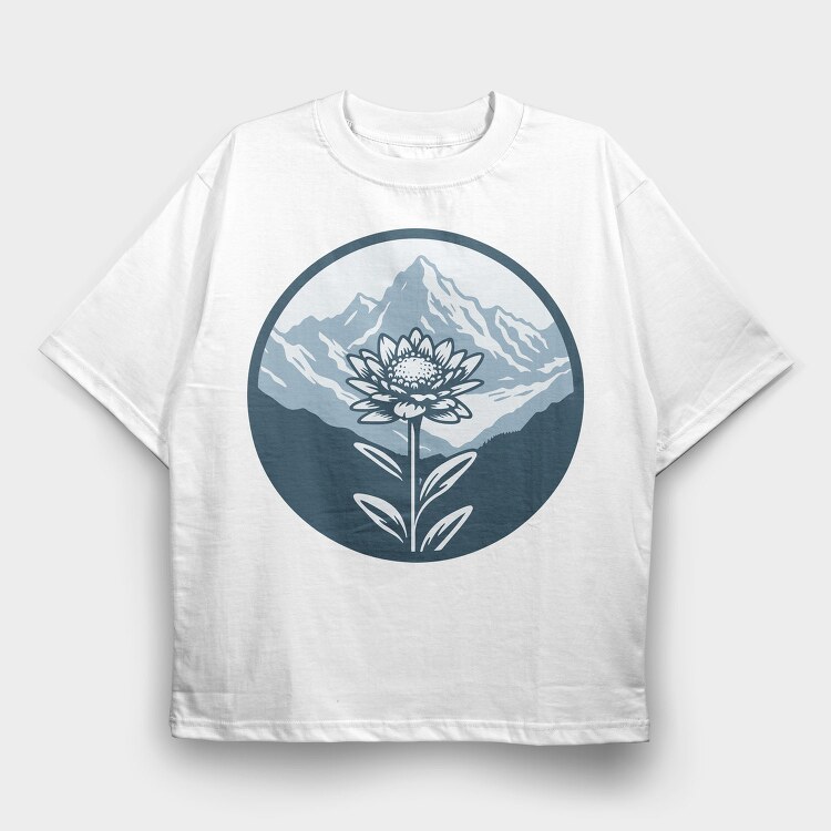 Alpine Flower Circle, Tricou Oversize Barbati (Unisex)