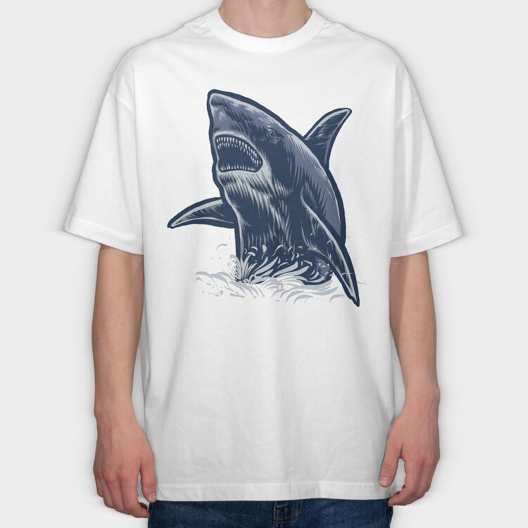 Shark Attack Jaws, Tricou Oversize Barbati (Unisex)