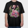 Flamingo Tropical Flowers, Tricou Oversize Barbati (Unisex)