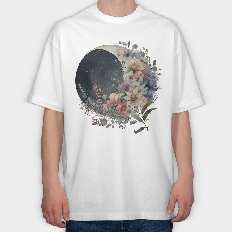 Floral Night Moonlight, Tricou Oversize Barbati (Unisex)