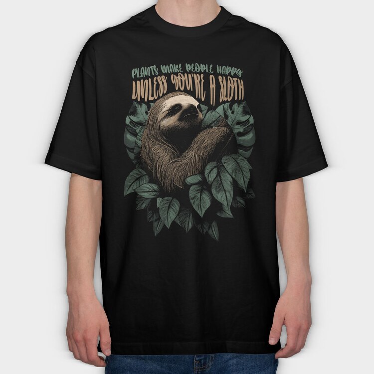 Sloth Plants, Tricou Oversize Barbati (Unisex)
