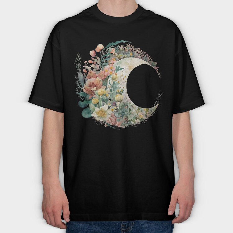 Flower Moon Circle, Tricou Oversize Barbati (Unisex)