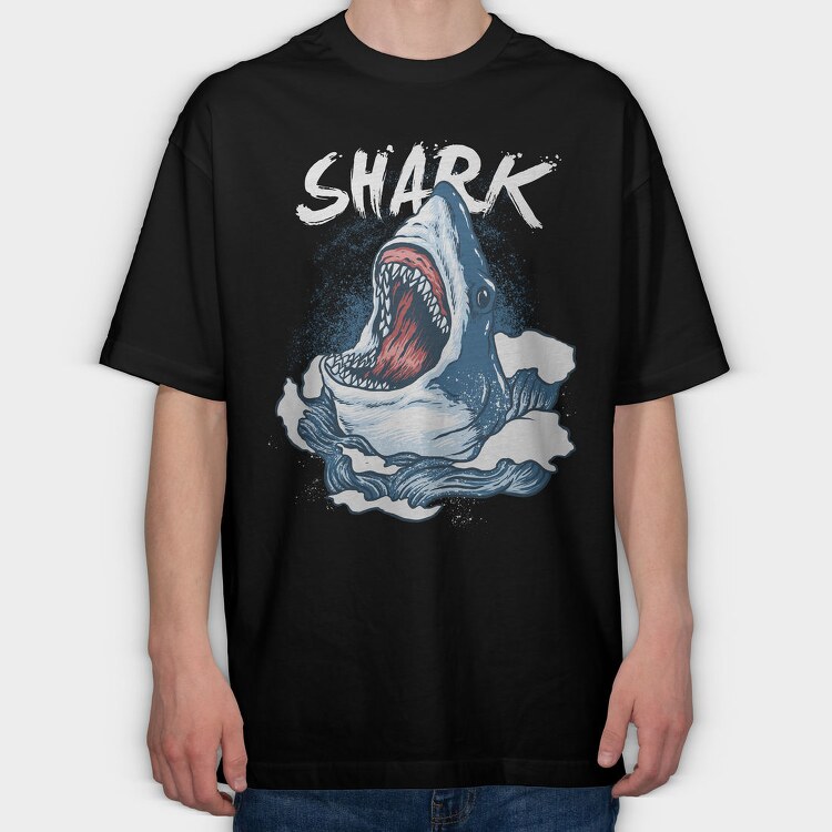 Shark Attack Wave, Tricou Oversize Barbati (Unisex)
