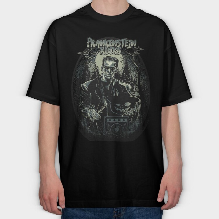 Frankenstein Rocks, Tricou Oversize Barbati (Unisex)