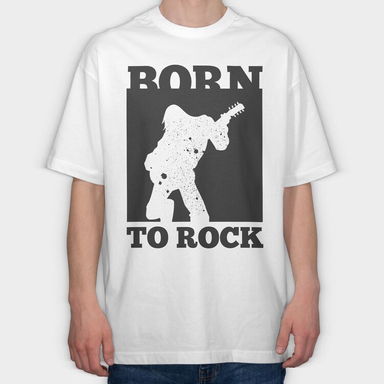 Born To Rock Guitar, Tricou Oversize Barbati (Unisex)