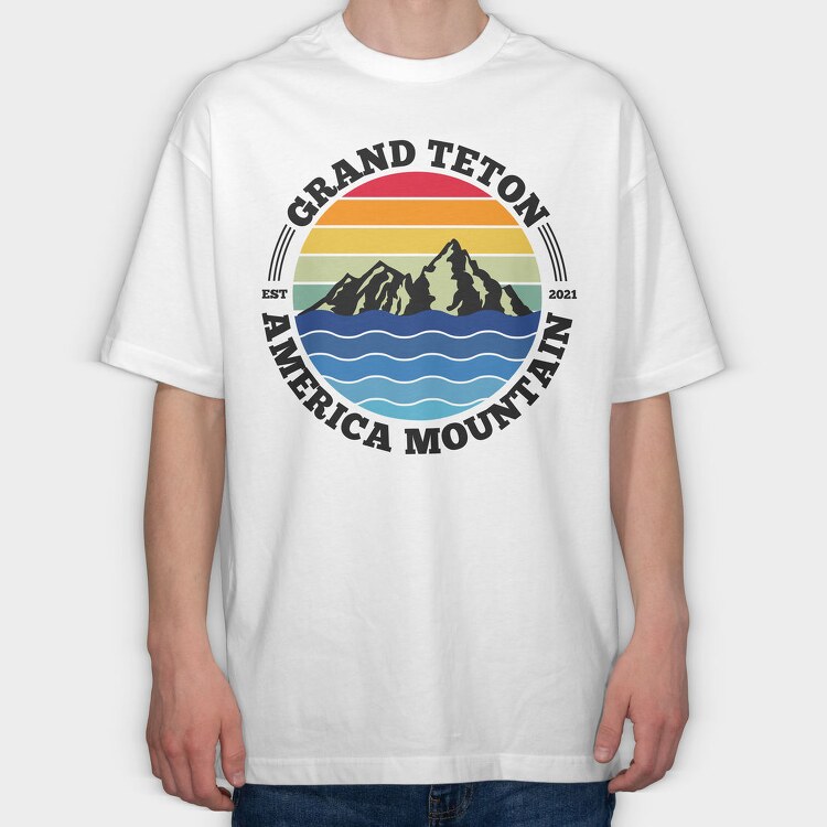 Grand Teton Mountain, Tricou Oversize Barbati (Unisex)
