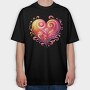Floral Heart Sublimation, Tricou Oversize Barbati (Unisex)