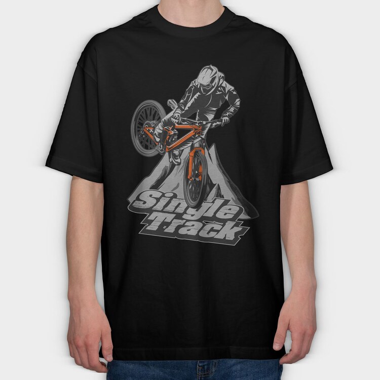 Single Track, Tricou Oversize Barbati (Unisex)