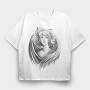 Angel And Demon Girl, Tricou Oversize Barbati (Unisex)