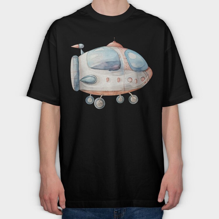 Flying Spaceship Baby, Tricou Oversize Barbati (Unisex)