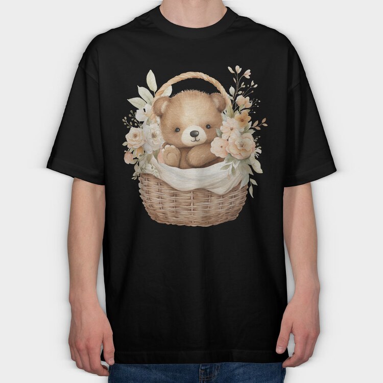 Flower Cradle Bear, Tricou Oversize Barbati (Unisex)