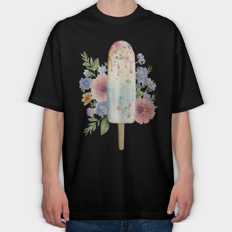 Flower Popsicle Flowers, Tricou Oversize Barbati (Unisex)