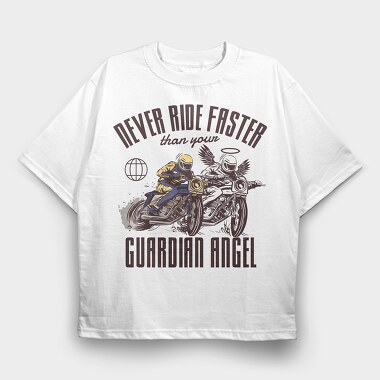 Angel Biker Ride Faster, Tricou Oversize Barbati (Unisex)