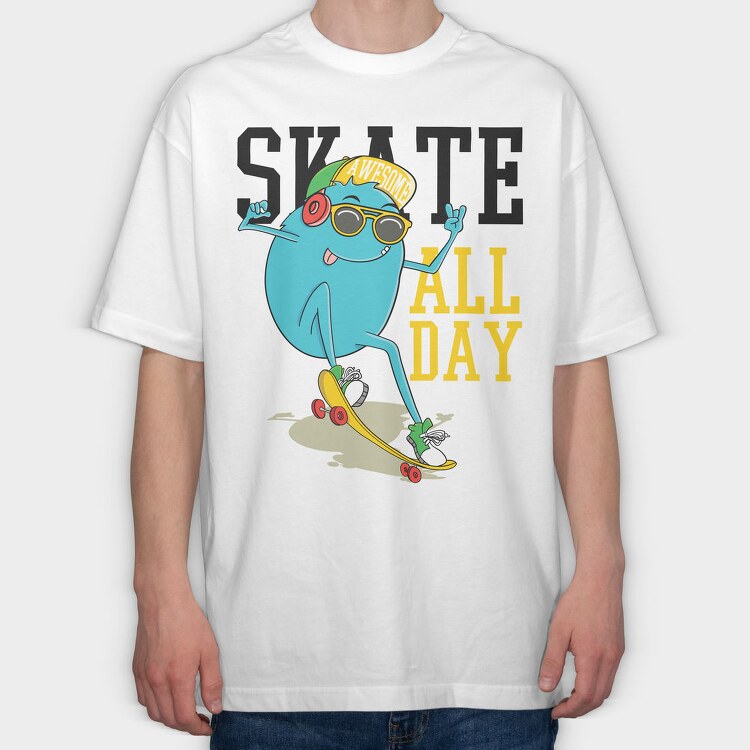 Skate All Day, Tricou Oversize Barbati (Unisex)