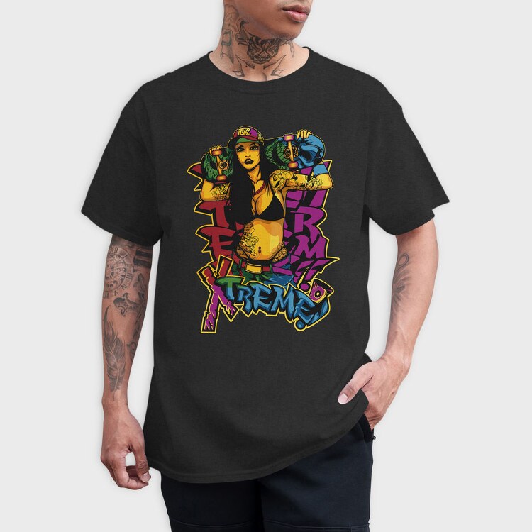 Skate Girl Tattoo, Tricou Barbati (Unisex)