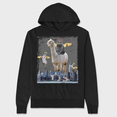 Angel Cats Surreal Collage, Hanorac Oversize Barbati (Unisex)