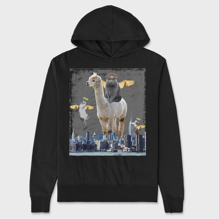 Angel Cats Surreal Collage, Hanorac Oversize Barbati (Unisex)