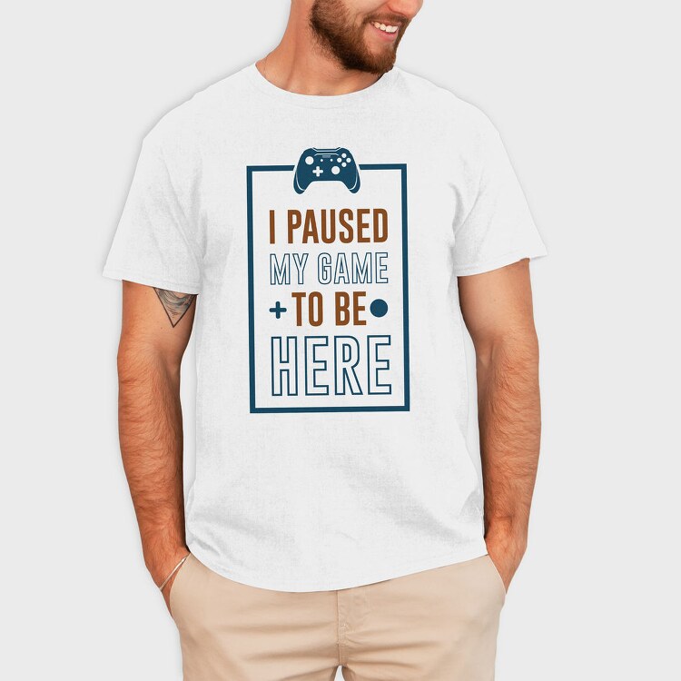 Game Pause Here, Tricou Barbati (Unisex)