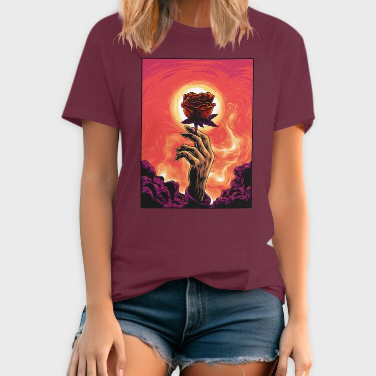 Burning Rose Hand, Tricou Barbati (Unisex)