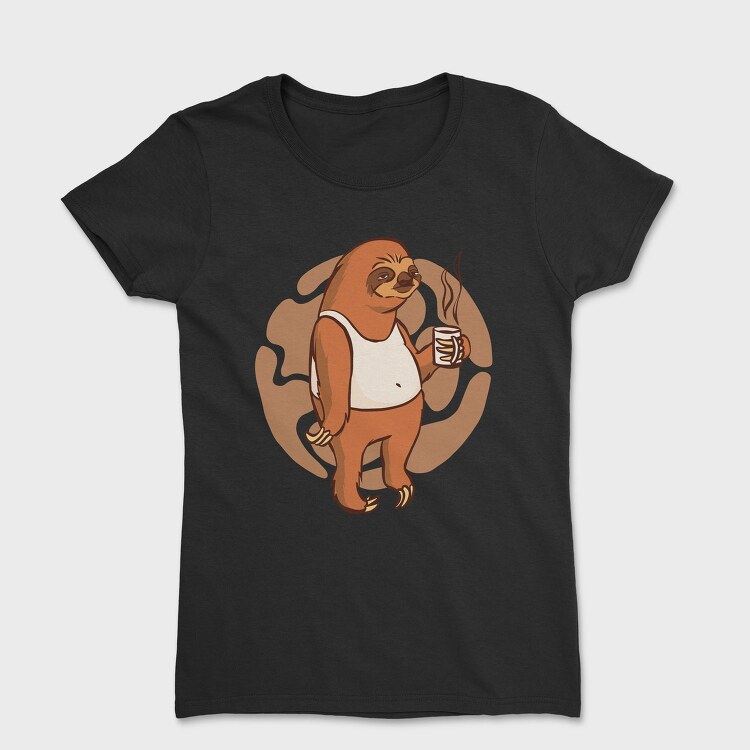 Sloth With Coffee Mug, Tricou Femei